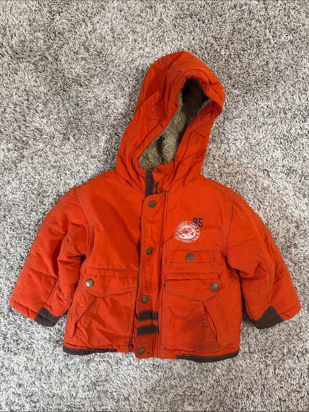 Oshkosh B’gosh Toddler Vintage-Style Orange Winter Parka -Size 24 Months